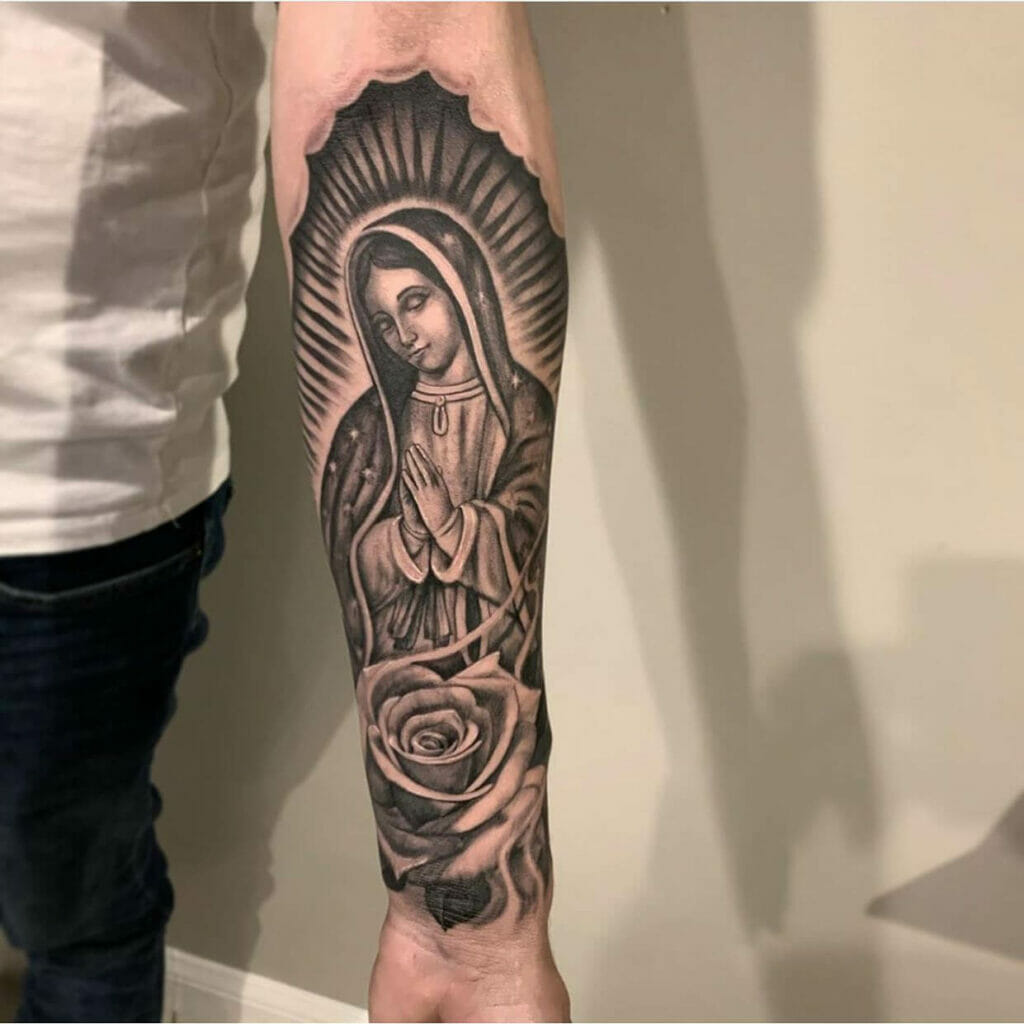 Virgin Mary Tattoo Forearm