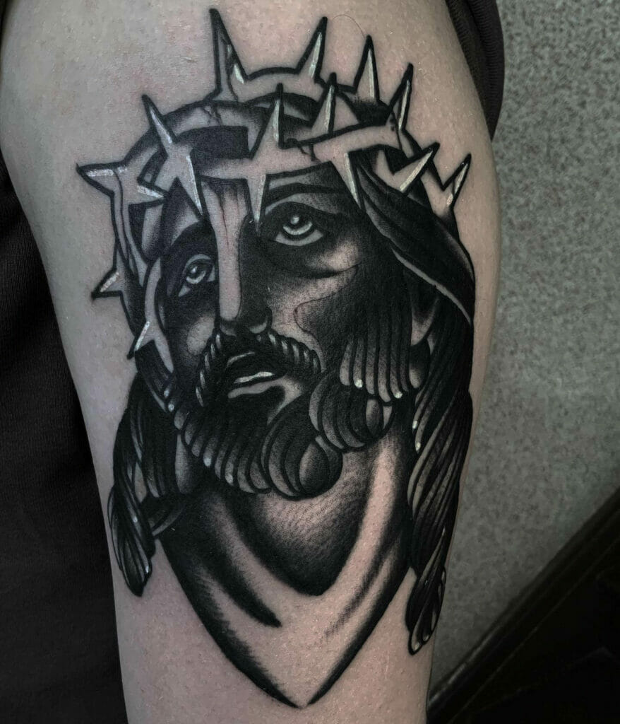 Black Jesus Cross Tattoo Design