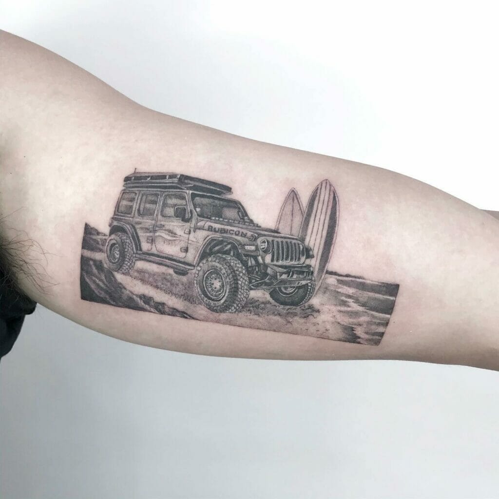 Jeep And Road Tattoo
