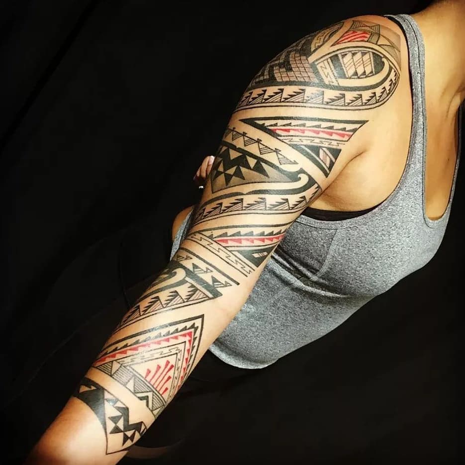 Native American Aztec Design Sleeve Tattoo