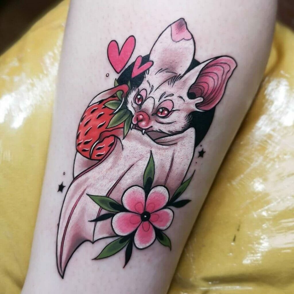Unique White Bat Hand Tattoo