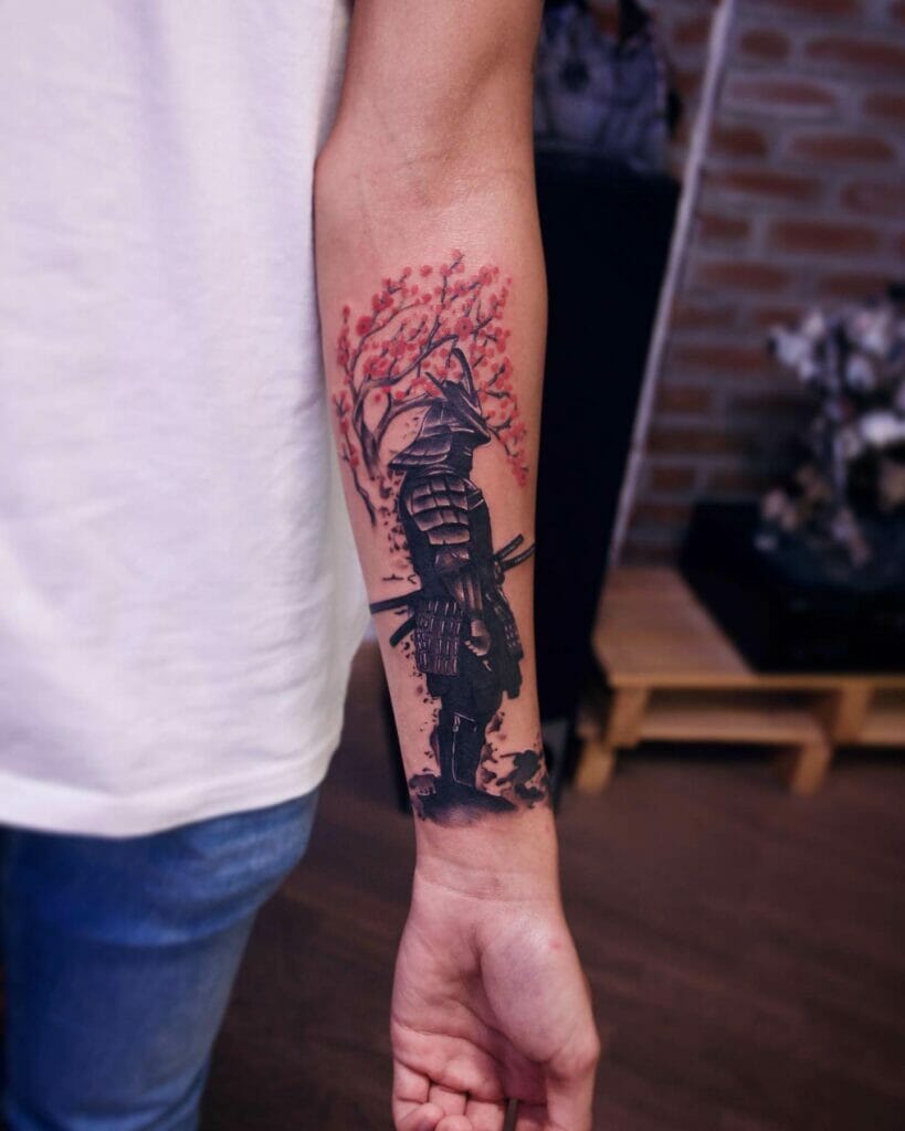 Samurai And Cherry Blossom Tattoo