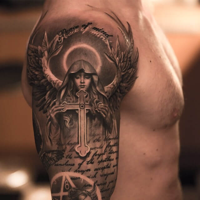 Holy Cross Angel Tattoo