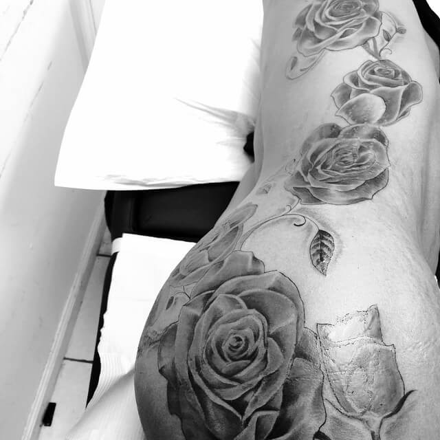 Stomach Side Rose Tattoo