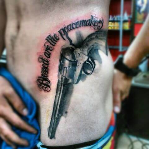 Blessed Are The Peacemakers Gun Tattoo