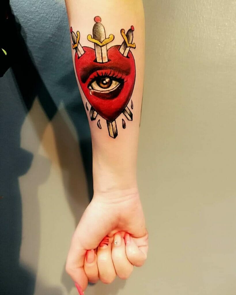 Dagger Red Heart Tattoo