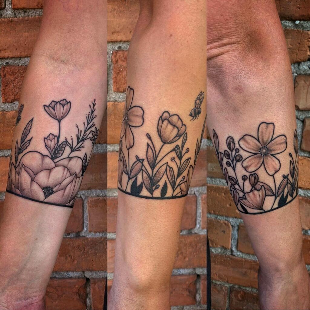 Tribal Armband Design Tattoo Ideas With Flowers