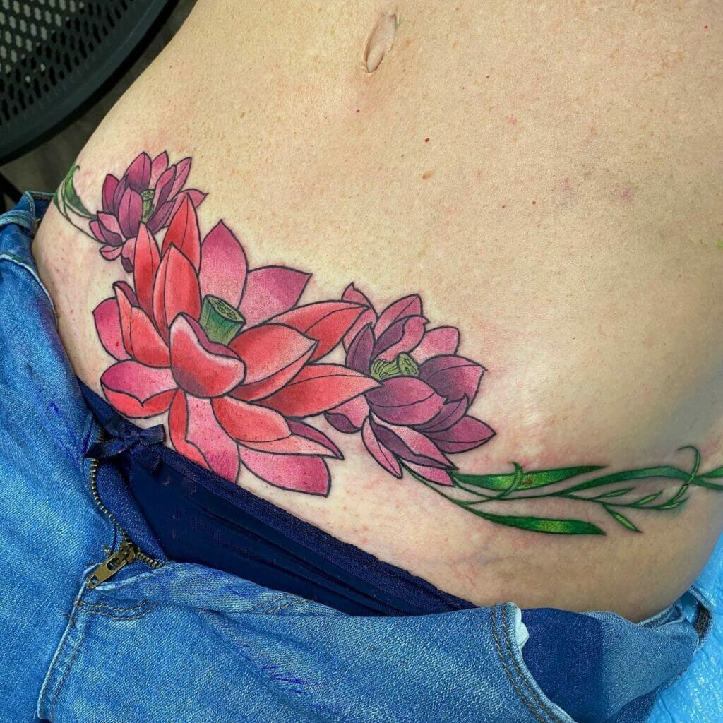 Lotus Tummy Tuck Tattoo