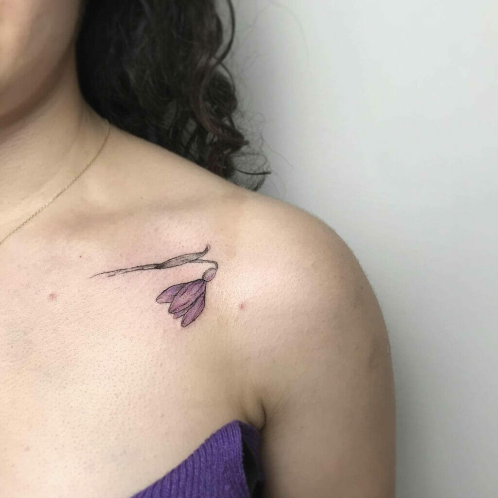 Violet Snowdrop Flower Tattoo