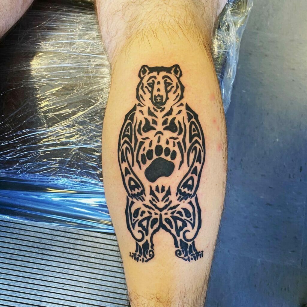 Feminine Tribal Bear Tattoo