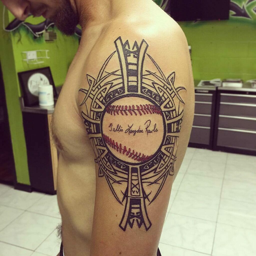 Baseball Tribal Cross Tattoo