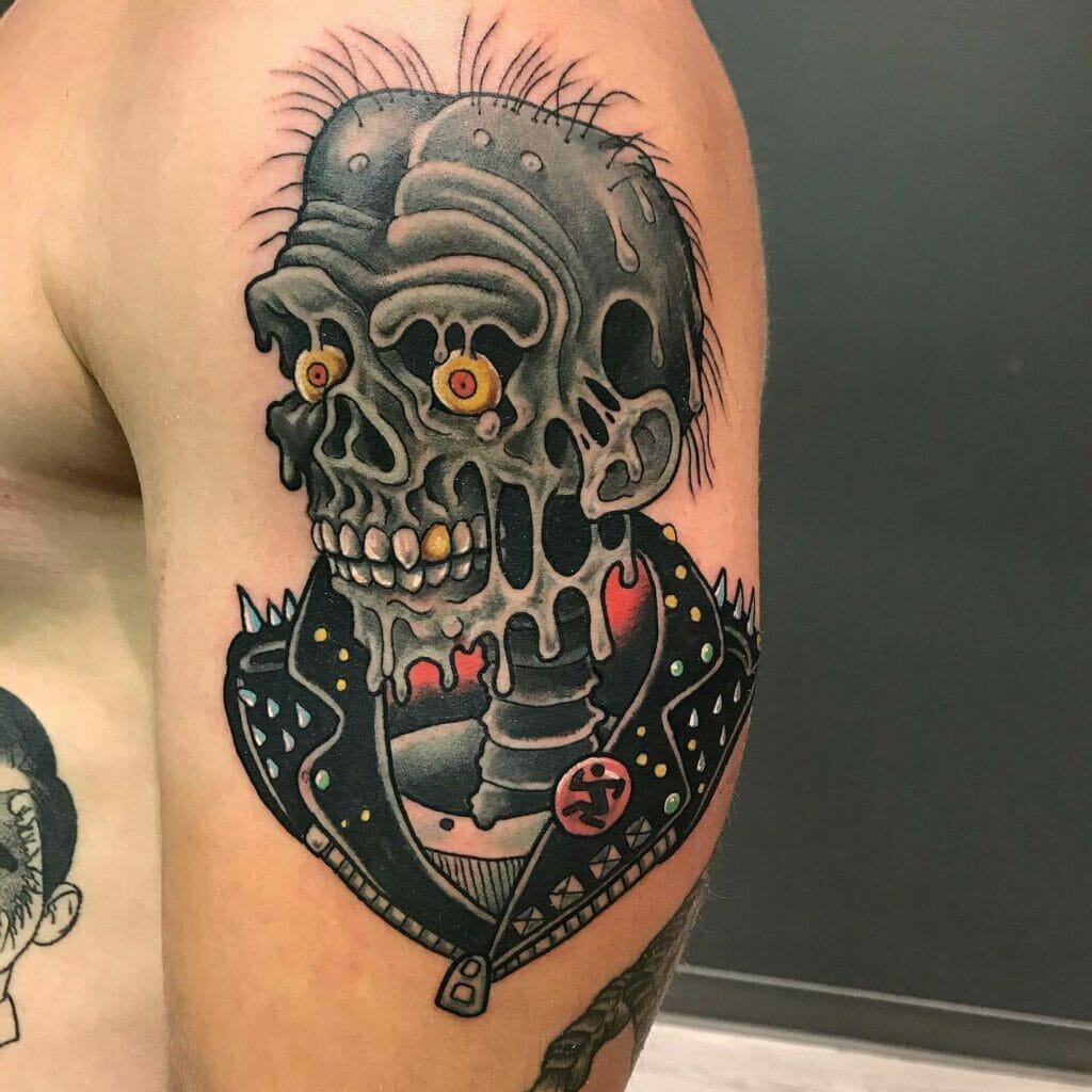 Punk Zombie Tattoo On Arm