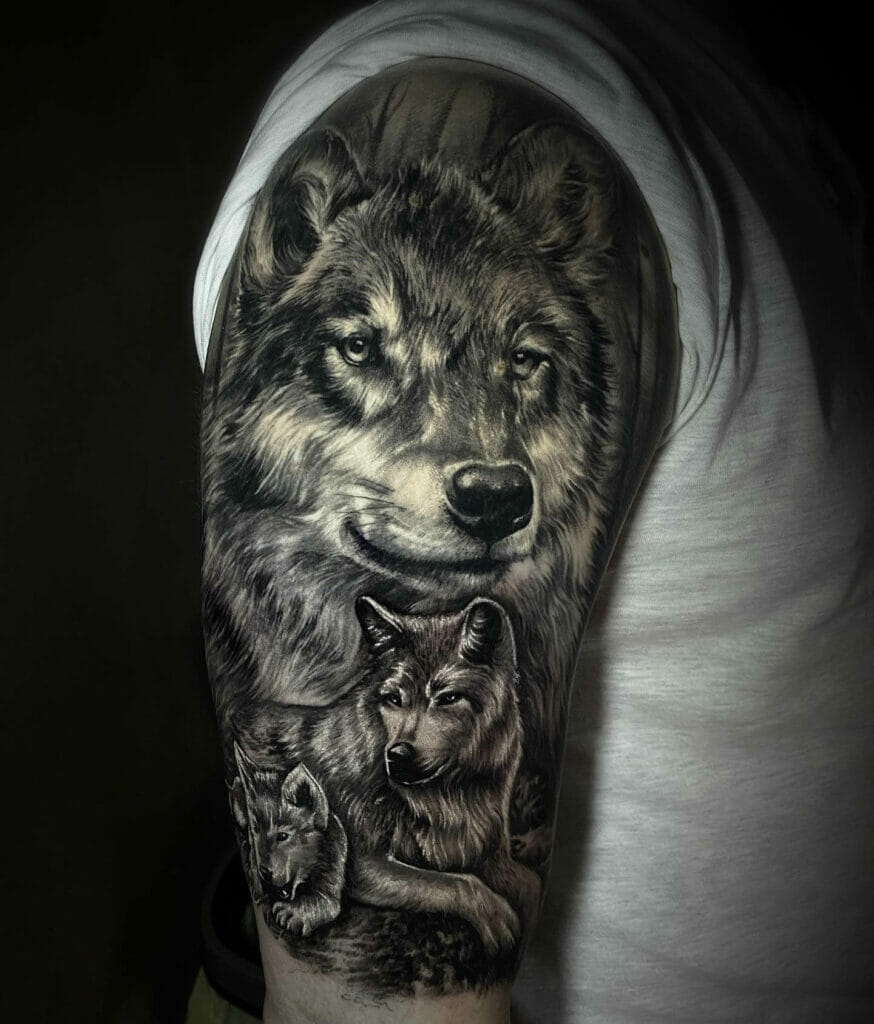 Wolf Family Sleeve Tattoo