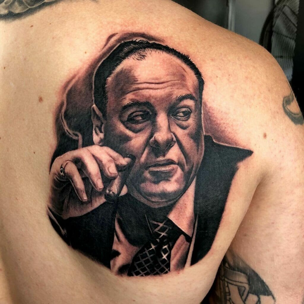 Mobster-Themed Tony Soprano Tattoo