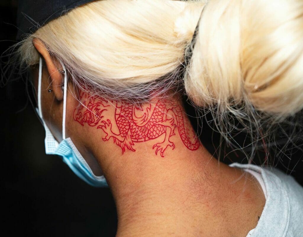 Red Outline Dragon Tattoo Design