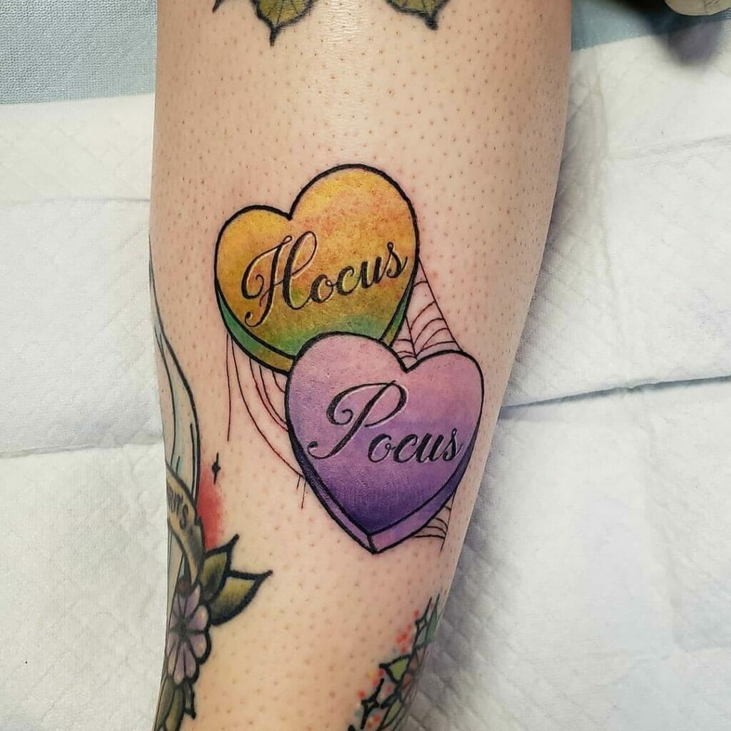 Hocus Pocus Witch Candy Heart Tattoo