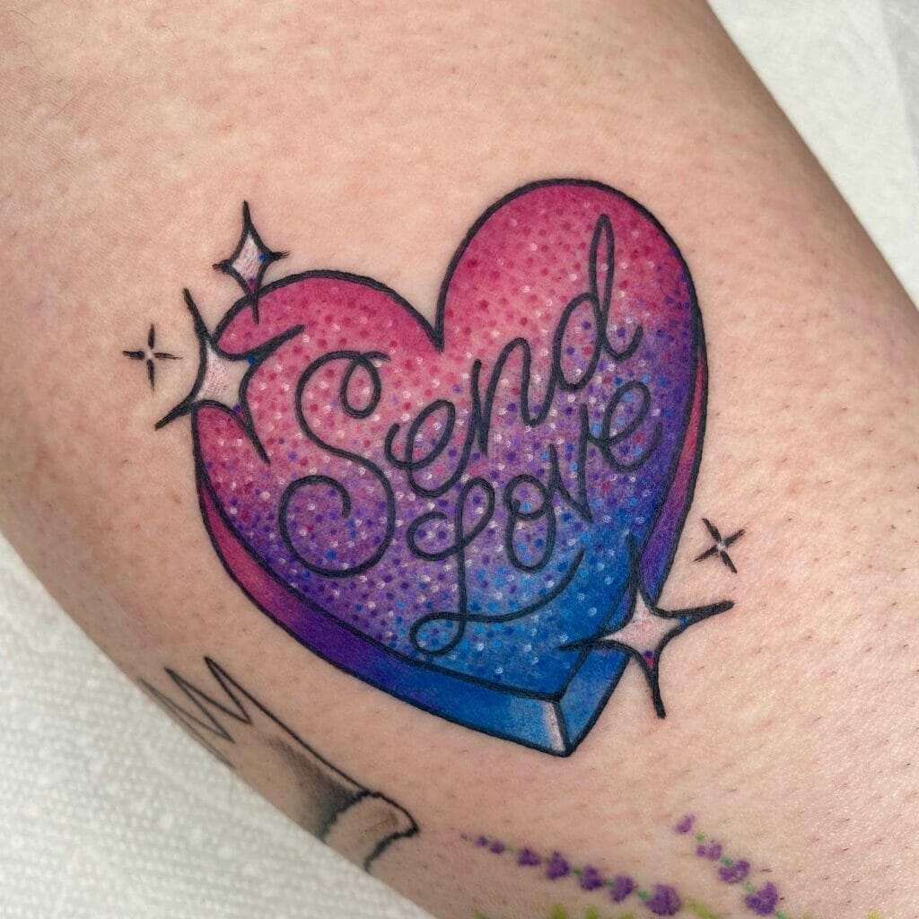 The Purple and Pink Heart Bi Pride Tattoo