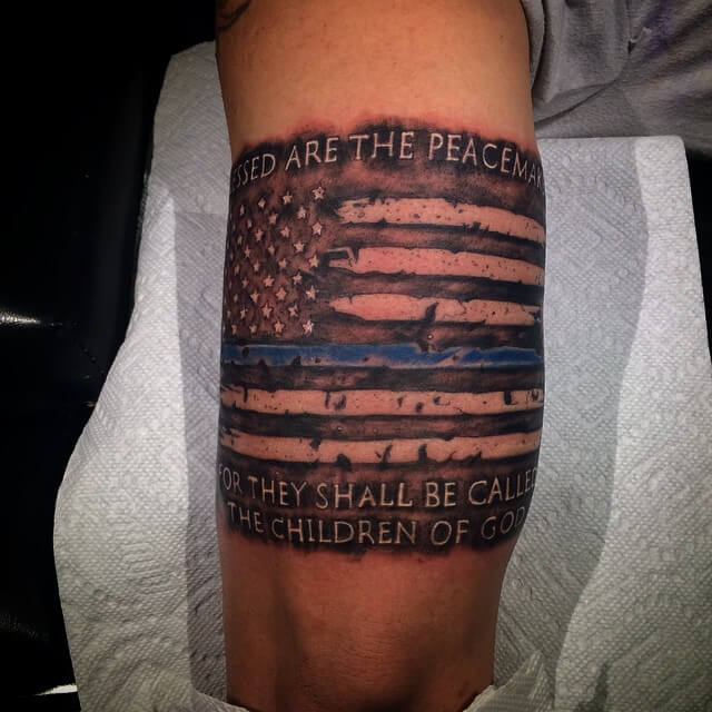 Blessed Are The Peacemakers Flag Tattoo