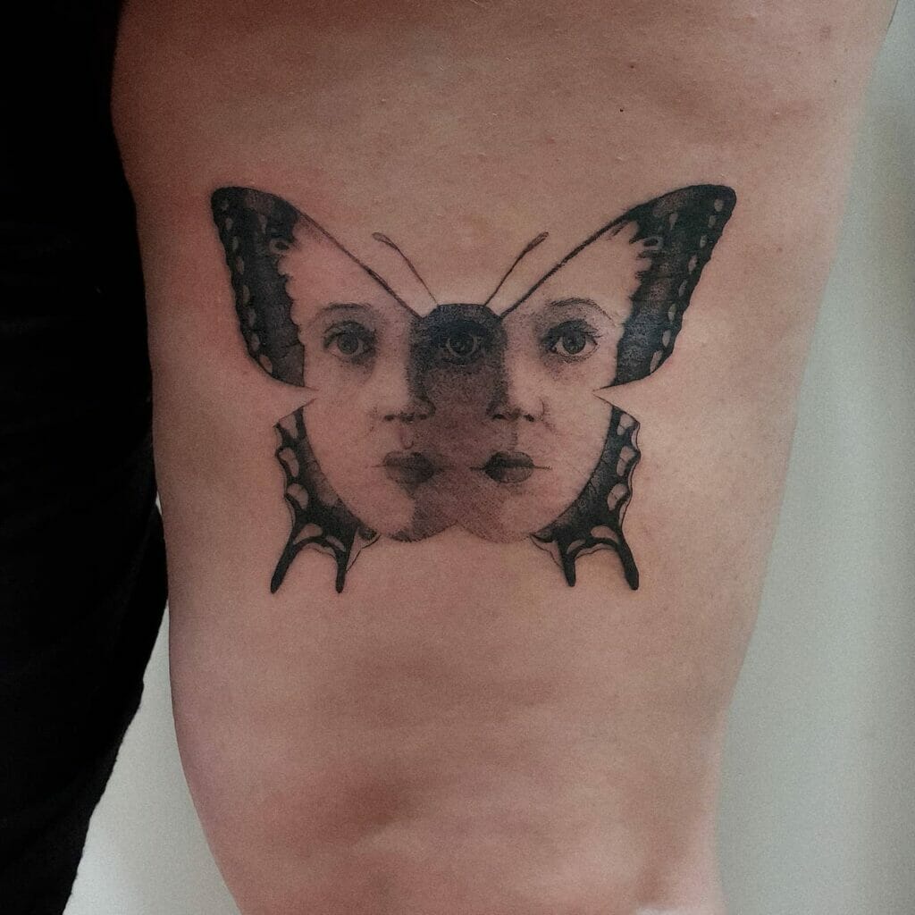 2 Face Butterfly Tattoo