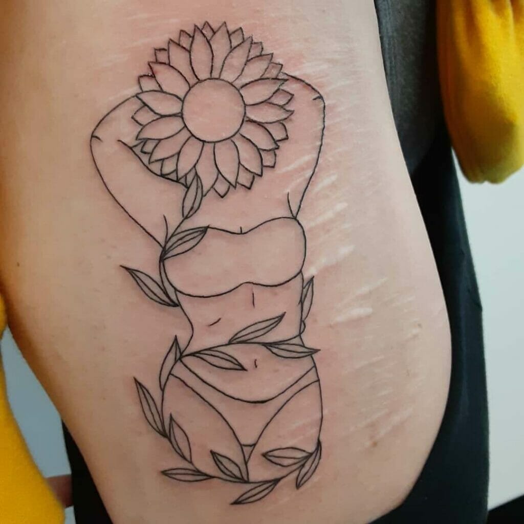Sunflower Art Flower Head Tattoo Design