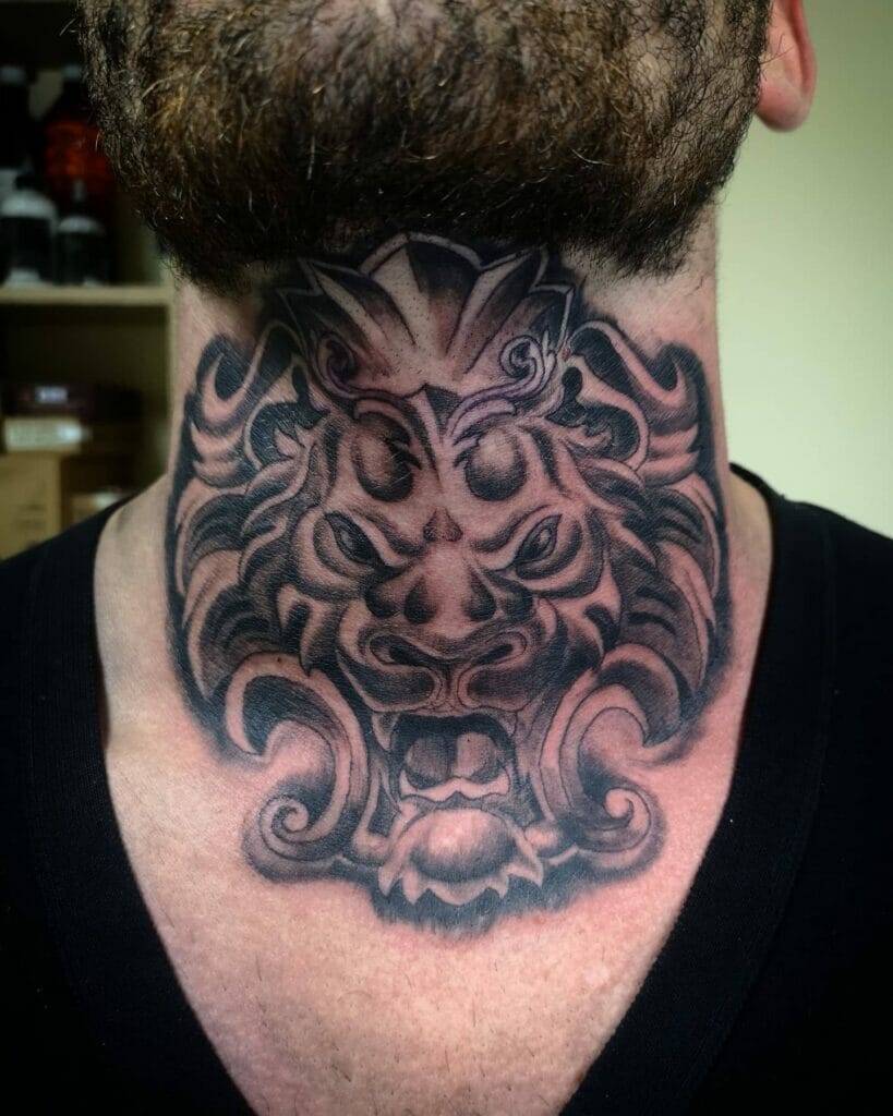 Traditional Lion Neck Tattoo