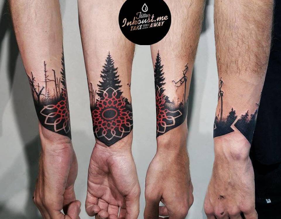 Geometric Blackout Wrist Tattoo Idea