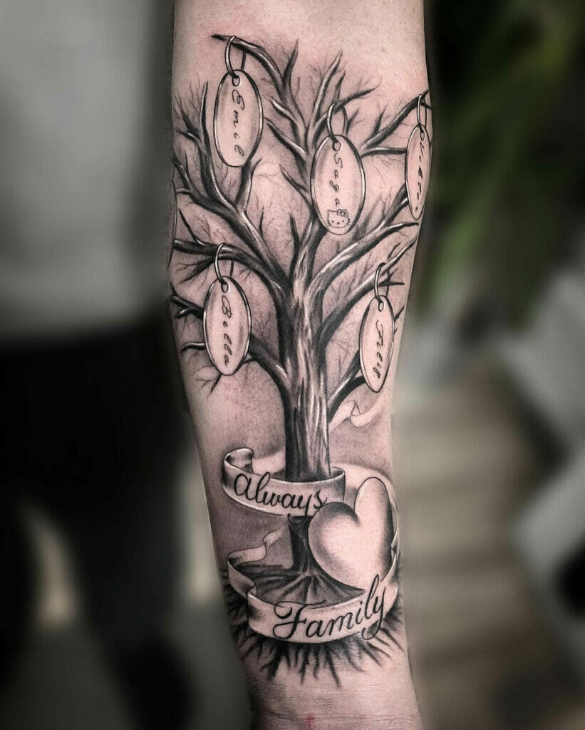 Forearm Family Tree Tattoo