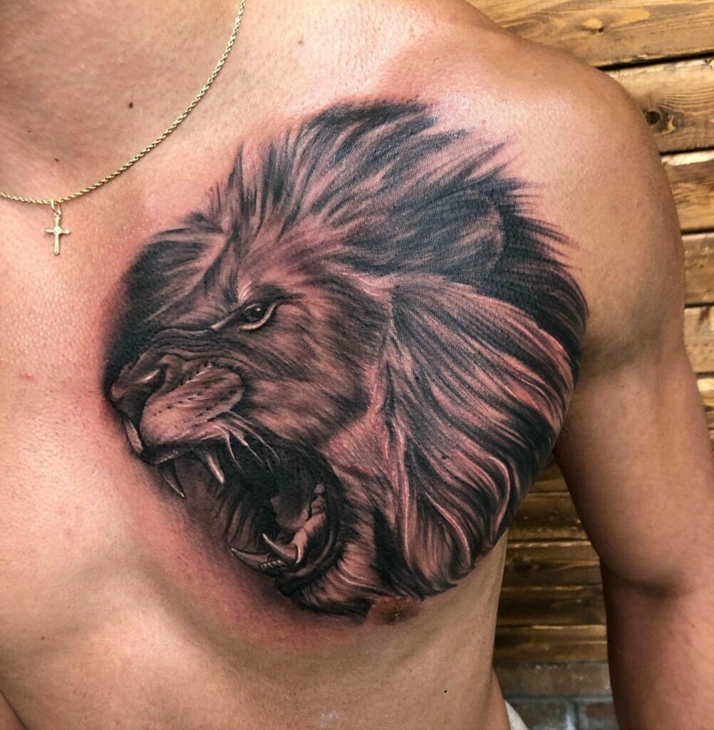 Lion Chest Tattoos