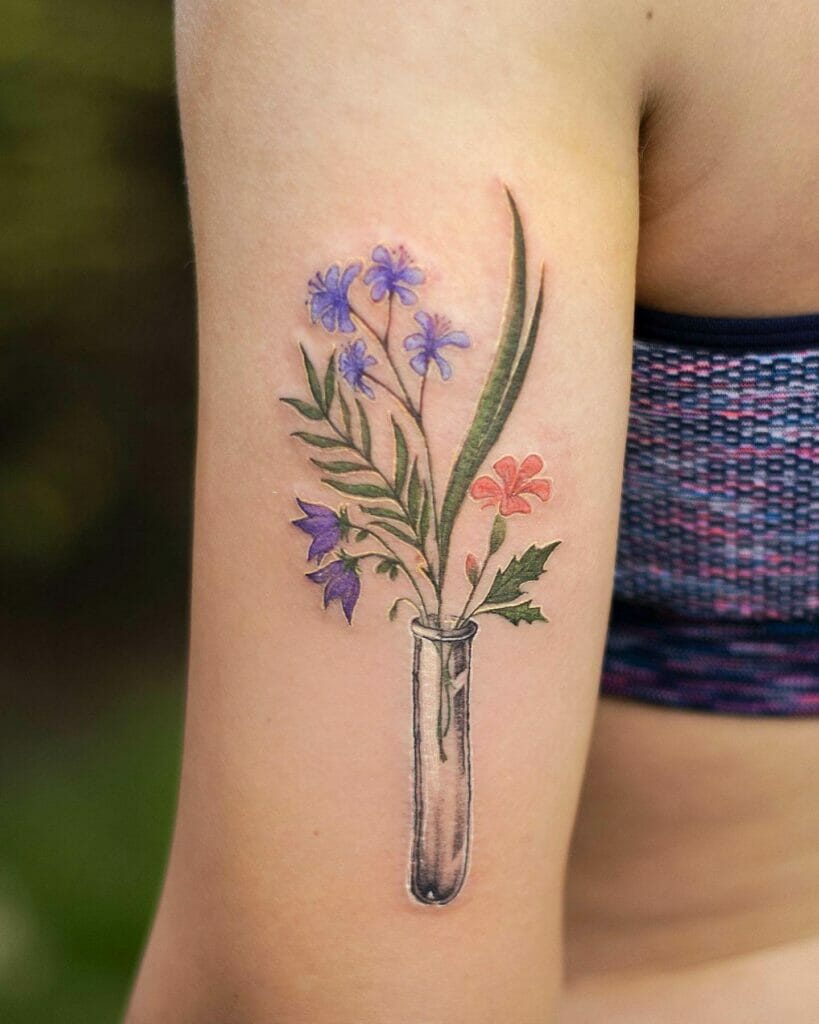 Flowers In A Test Tube Tattoo