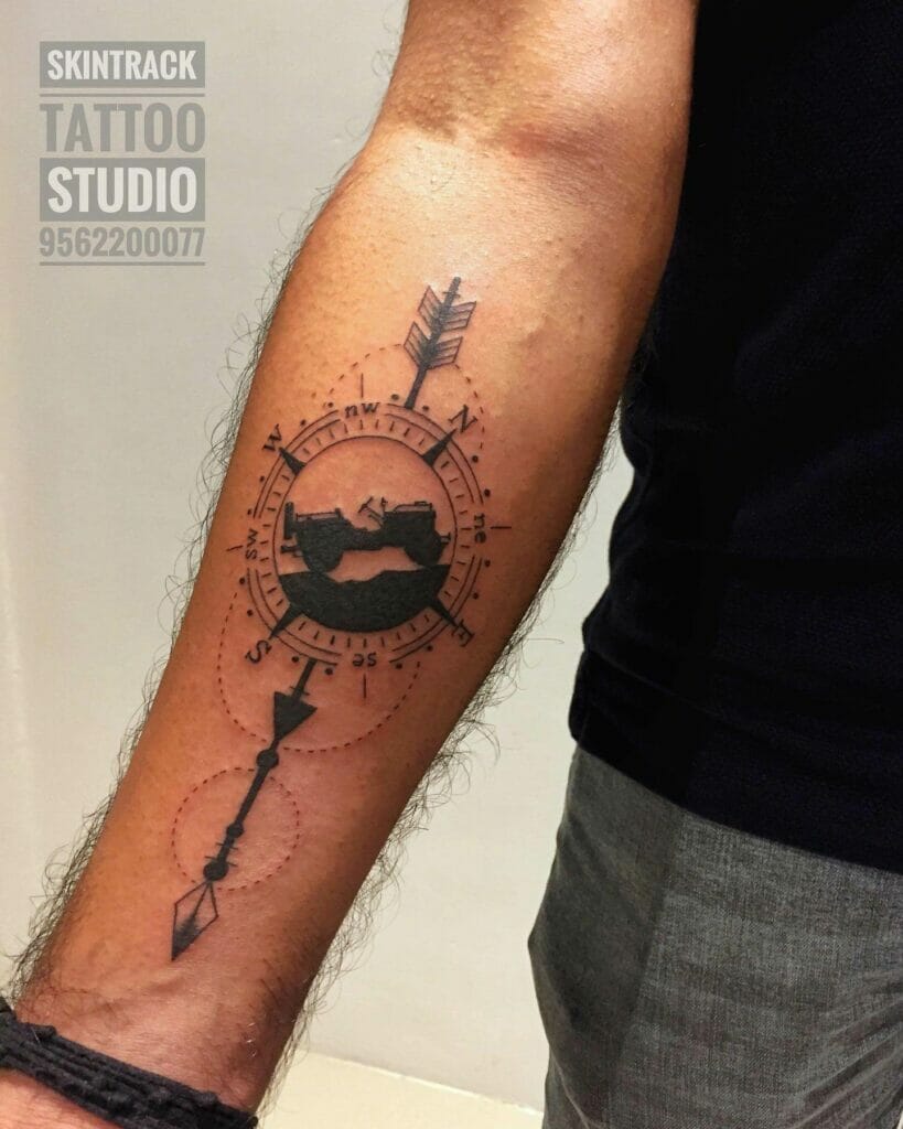 Compass And Jeep Tattoo
