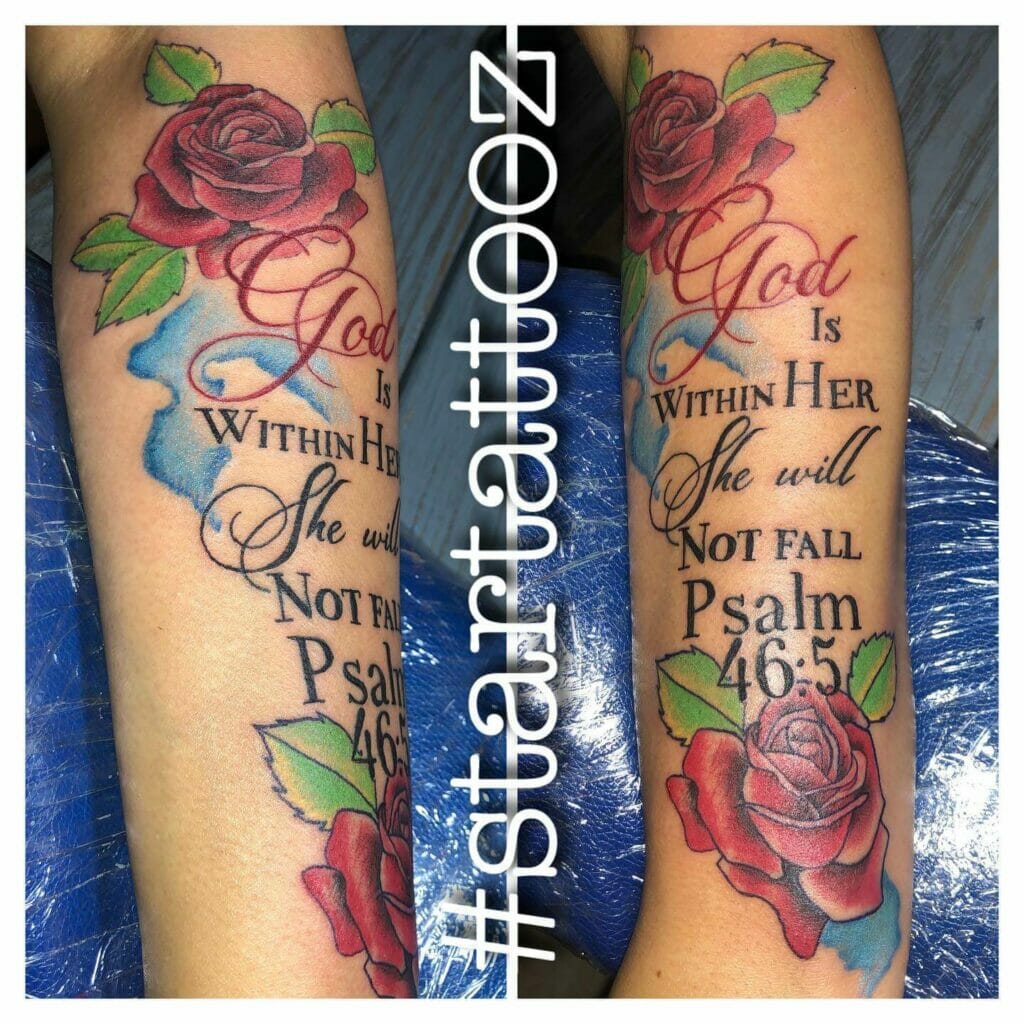 Psalm 46 5 Tattoo With Roses
