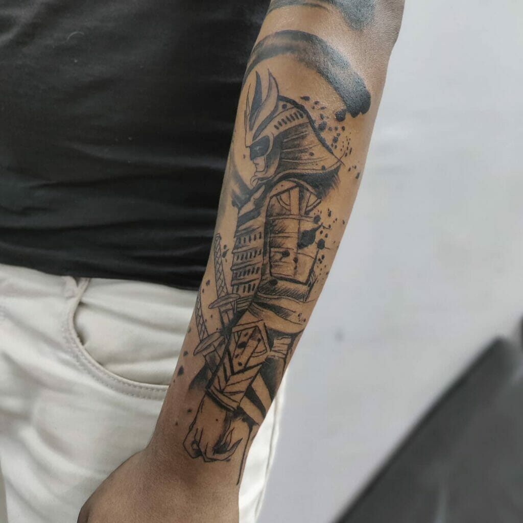 Half Sleeve Samurai Tattoo Design