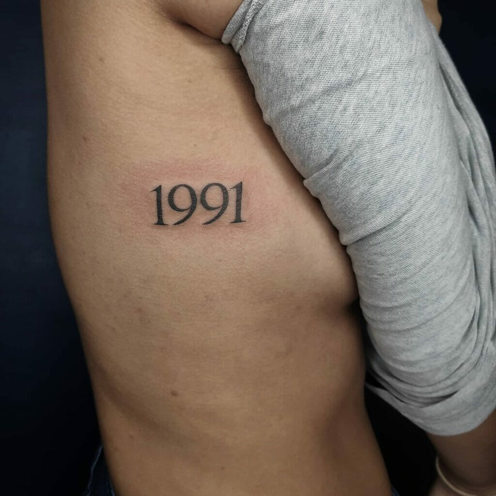 1991 Birth Year Side Chest Tattoos