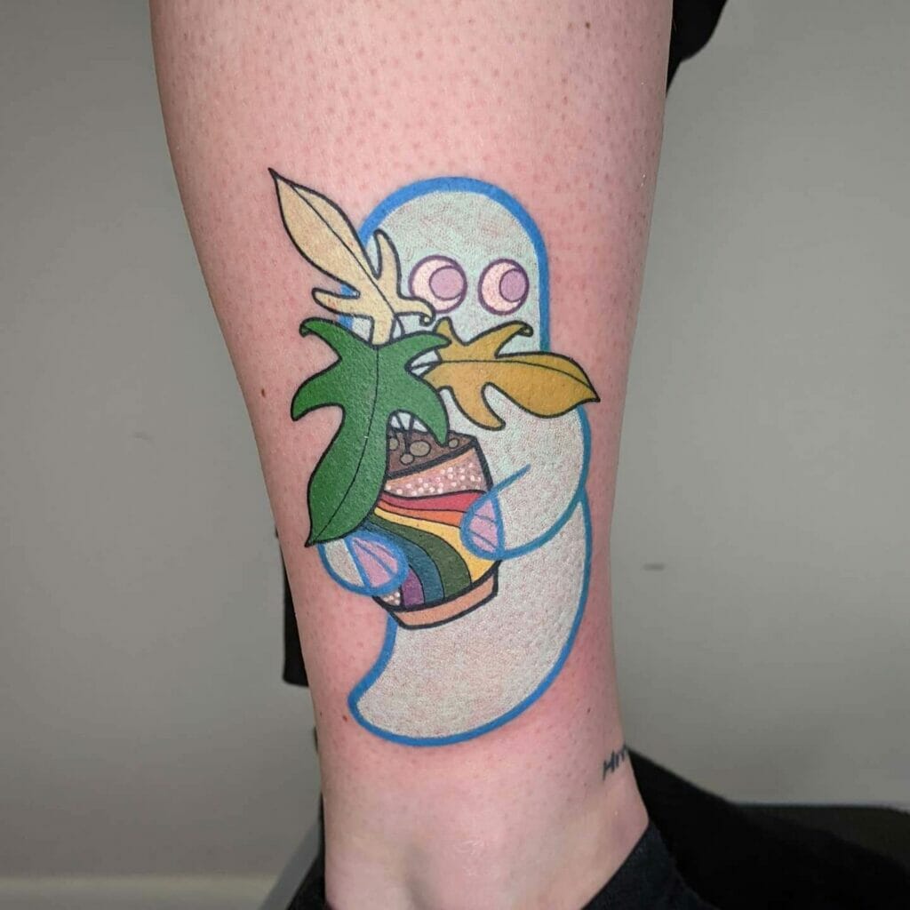 Quirky Ghost Houseplant Tattoo
