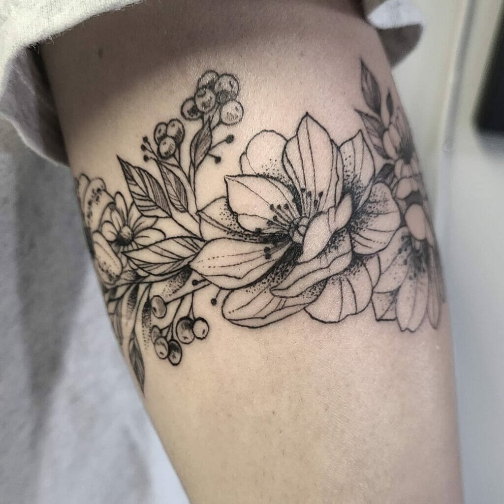 Feminine Flower Armband Tattoos