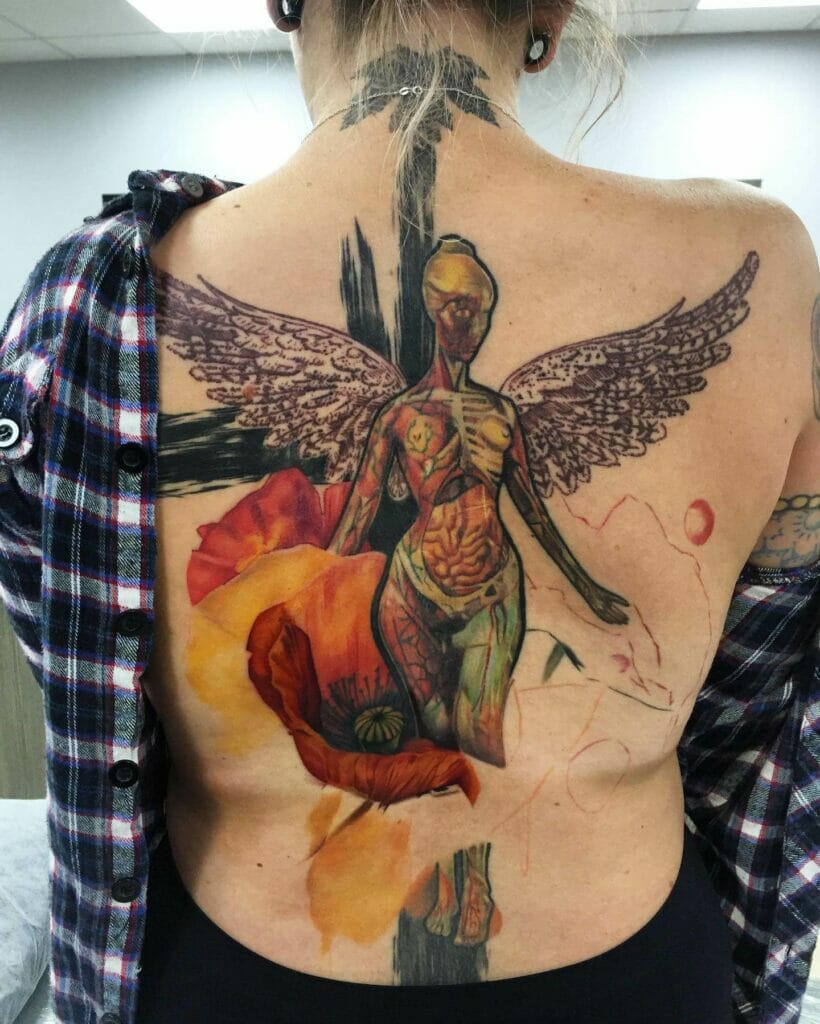 Nirvana In Utero And Poppy Large Back Tattoo