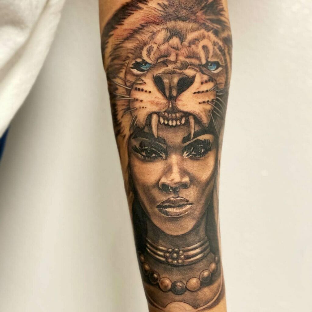 African Wildlife Goddess Tattoo