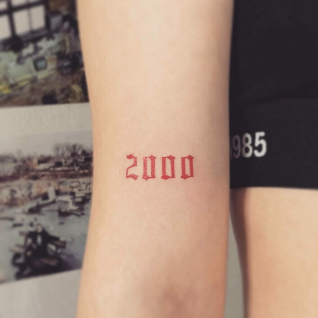 The Red-colored Simple 2000 Tattoo Design