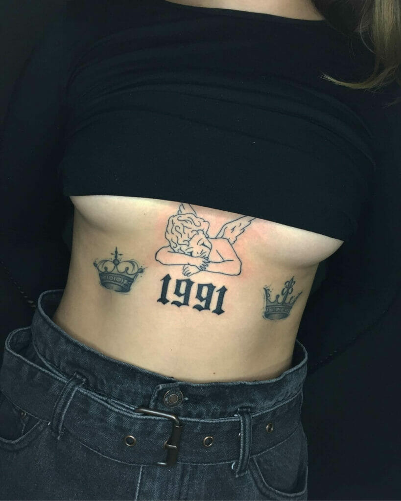1991 Birth Year Chest Tattoo