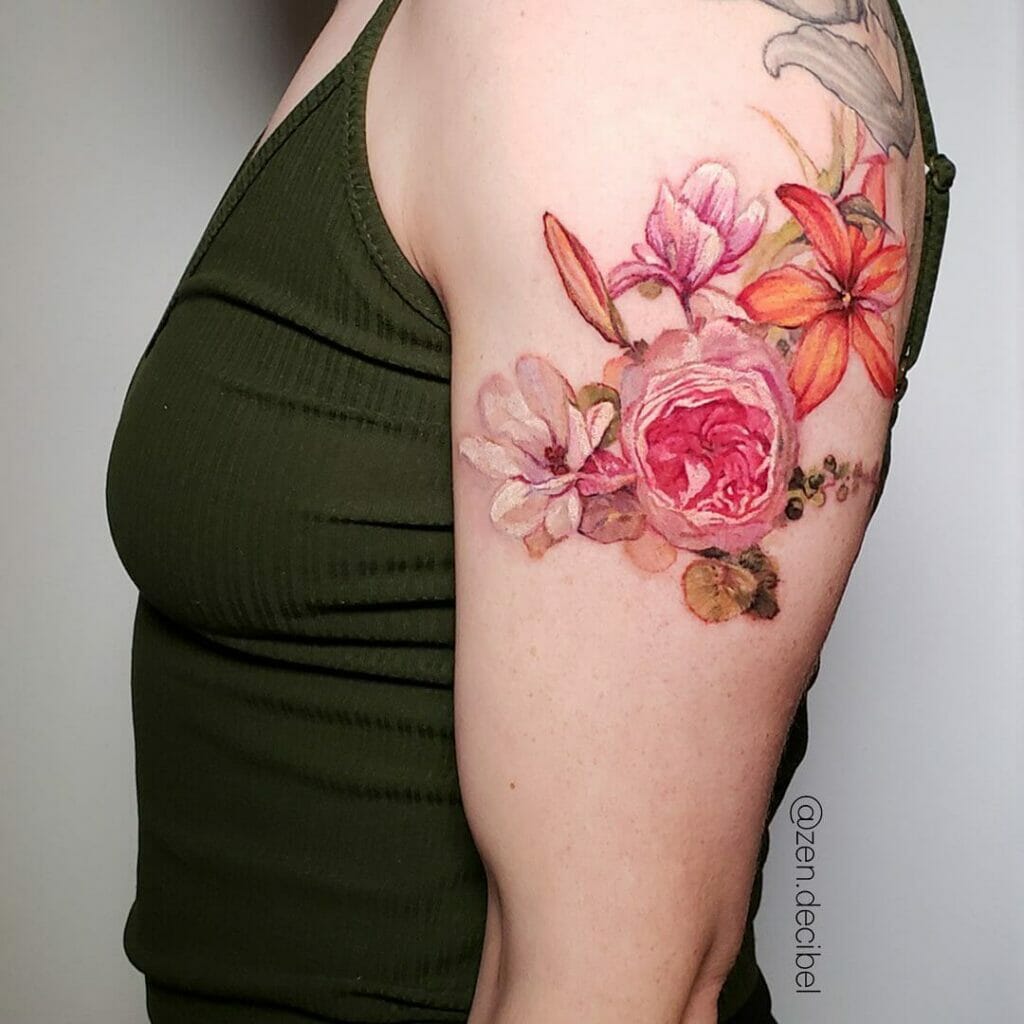 Tiger Lily Flower Tattoo On Arm