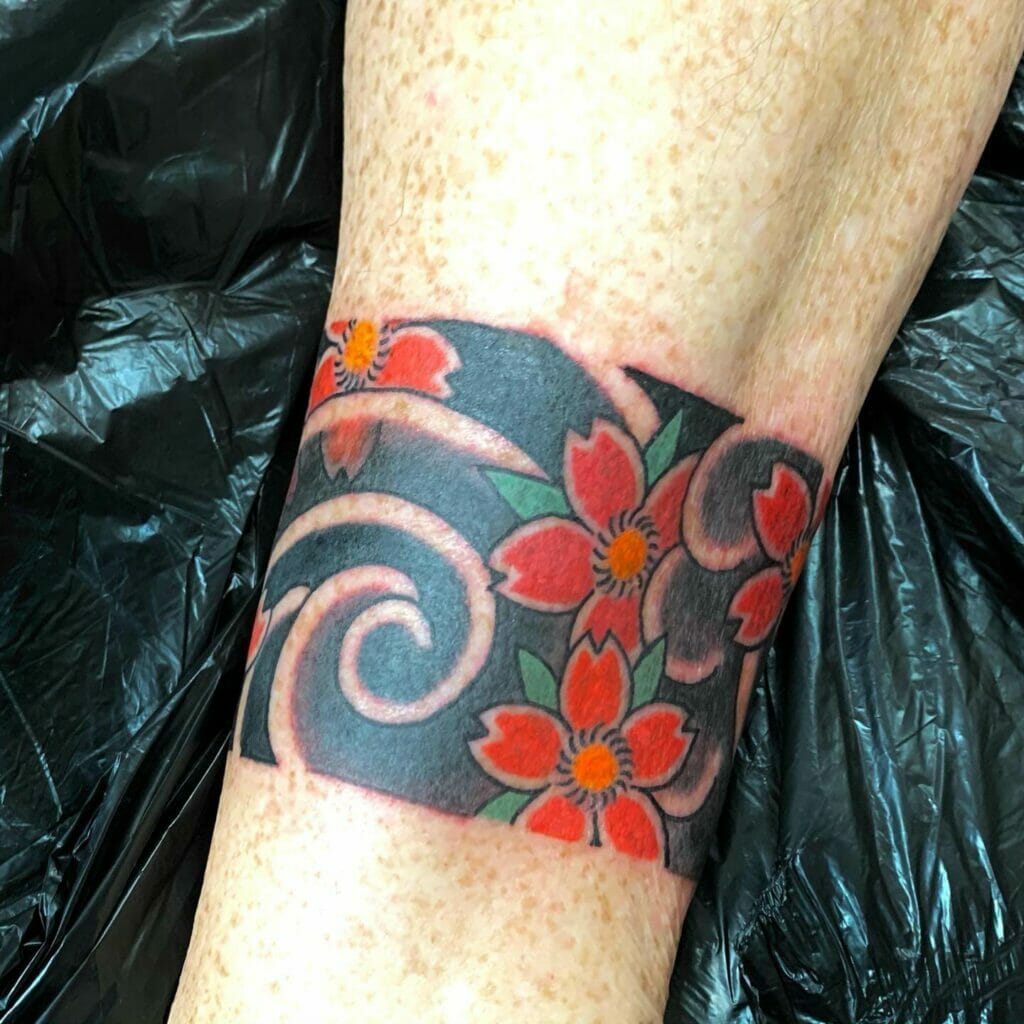 Japanese Floral Armband Tattoo Designs