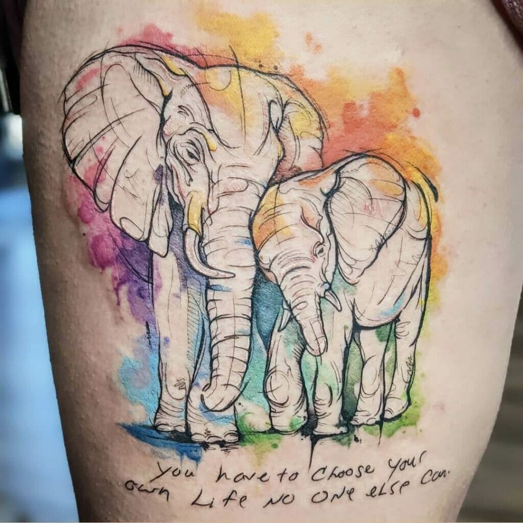 Brightly Decorated Elephant Tattoos