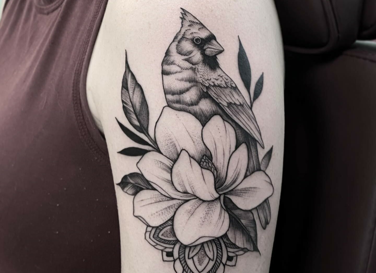 Cardinal tattoo by Brian  Living Arts Tattoo New Hope Pa