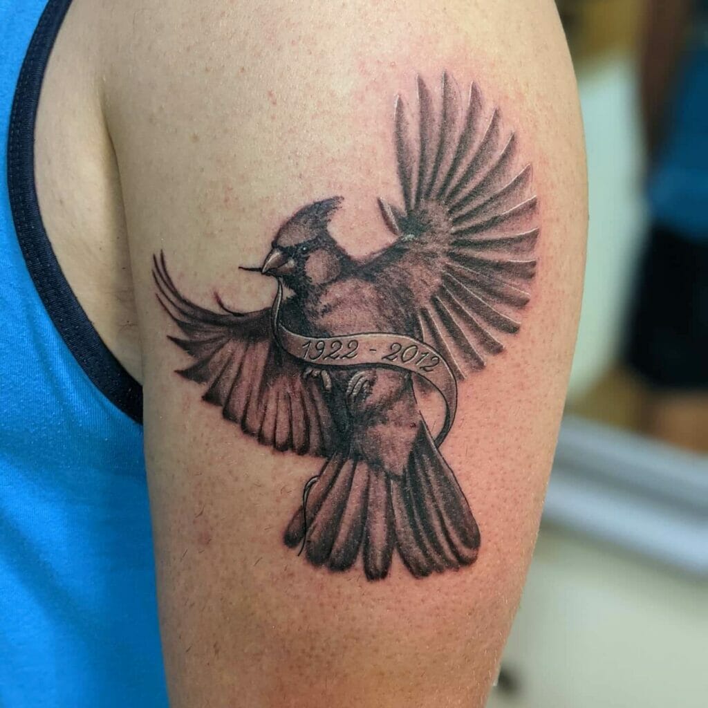 Black And Grey Cardinal Tattoo