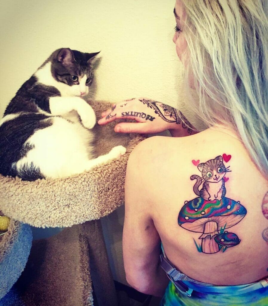 Mushroom And Cat Tattoo Ideas