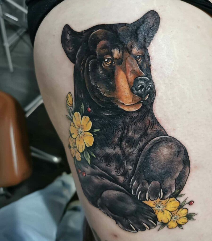 Feminine Black Bear Tattoo