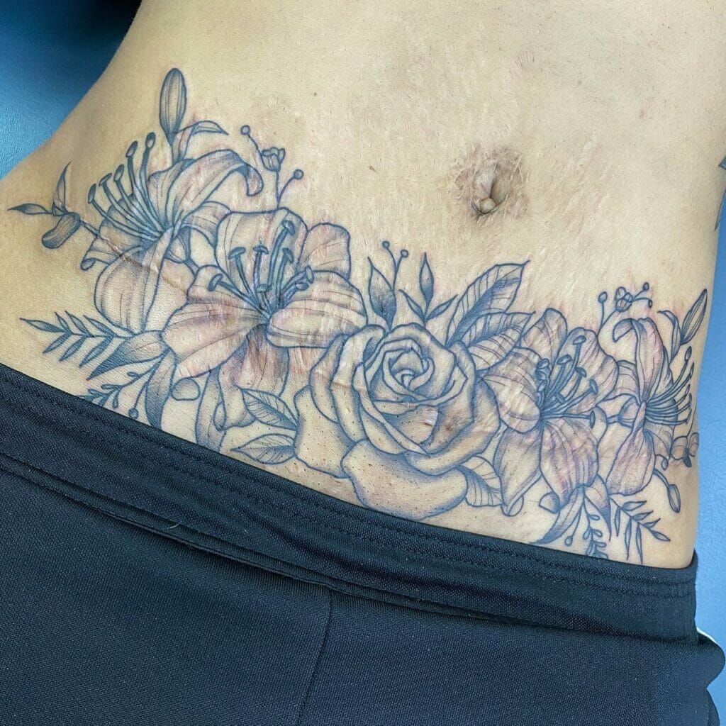Rose Tummy Tuck Tattoo