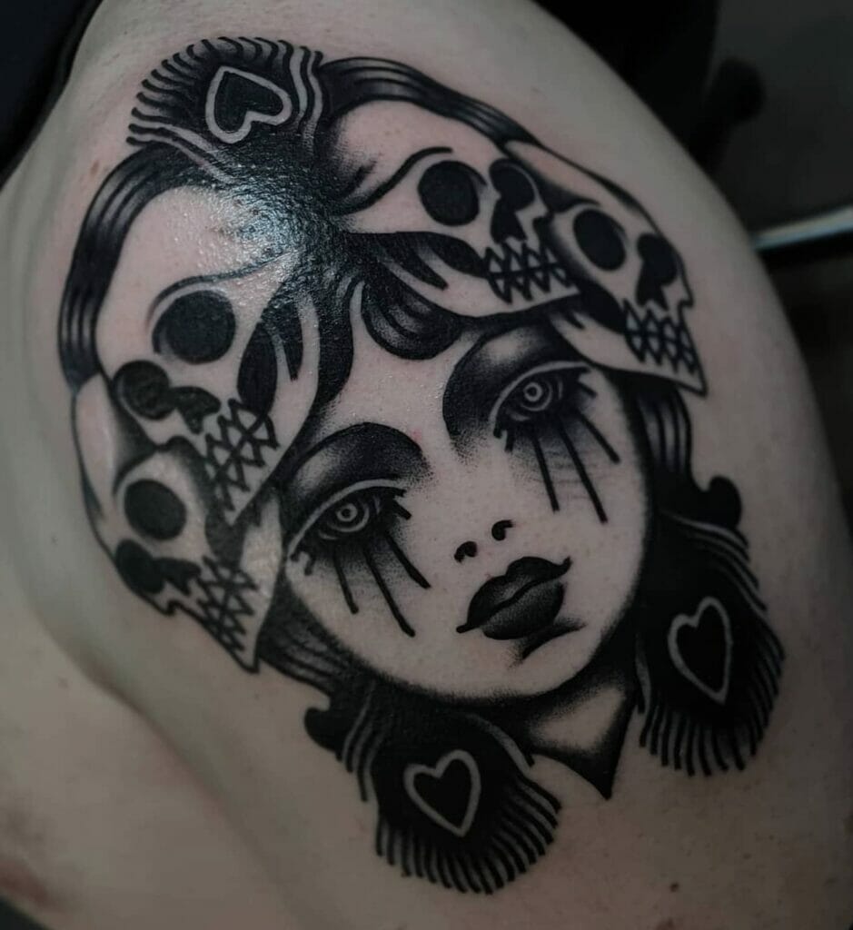 The Skeleton Head Hippie Gypsy Tattoo