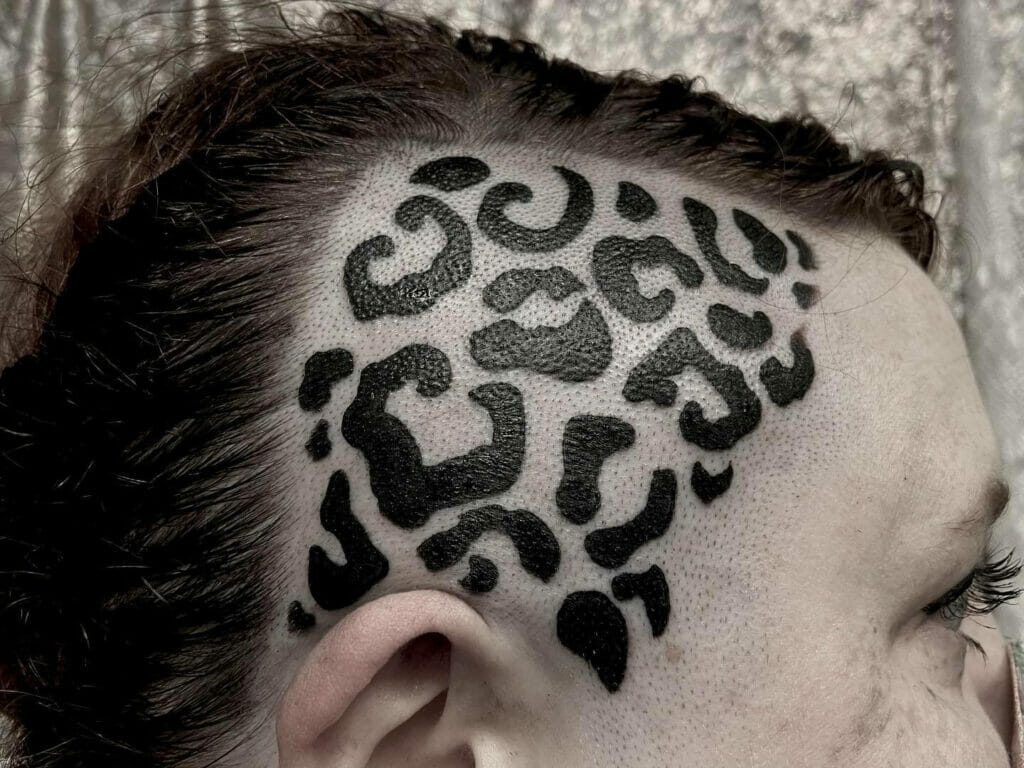 Black and Grey Cheetah Print Skull Tattoo Ideas