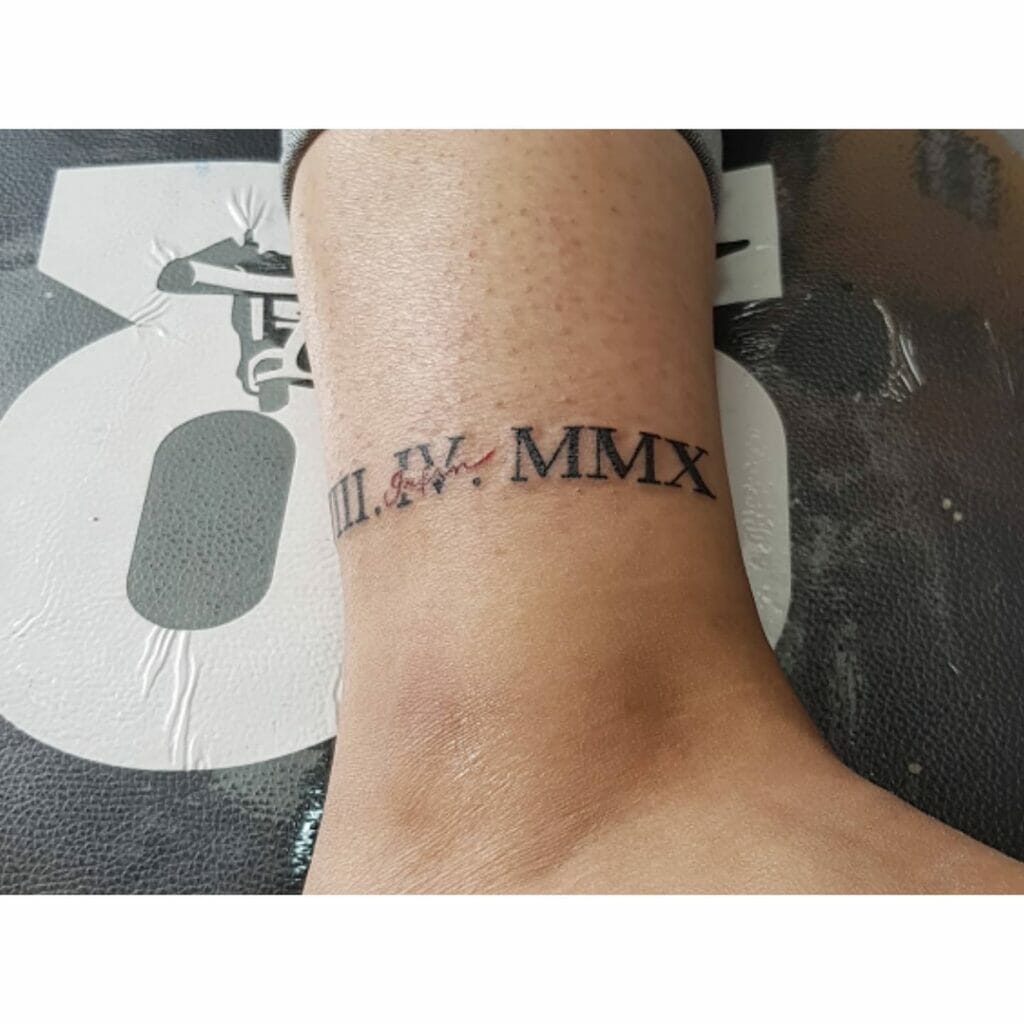 Ankle Roman Numeral Tattoo